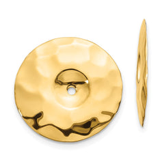 14k Polished Hammered Disc Earring Jackets - 2