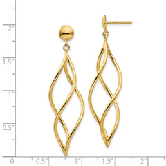 14k Curved Tube Dangle Earrings