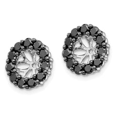 14k White Gold Black Diamond Earring Jackets - 2
