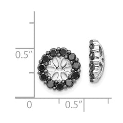 14k White Gold Black Diamond Earring Jackets - 2