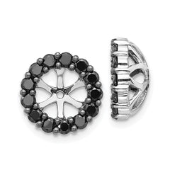 14k White Gold Black Diamond Earring Jackets - 4
