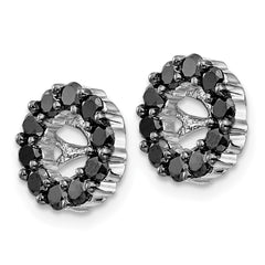 14k White Gold Black Diamond Earring Jackets - 6