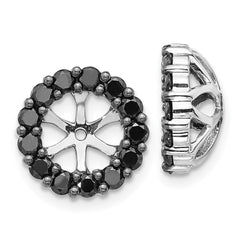 14k White Gold Black Diamond Earring Jackets - 3