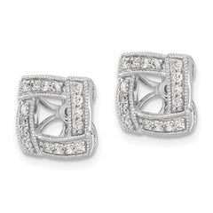14k White Gold Diamond Square Earring Jackets