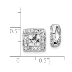 14k White Gold Diamond Square Earring Jackets