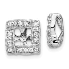 14k White Gold Diamond Square Earring Jackets
