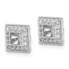 14k White Gold Diamond Square Jacket Earrings - 2