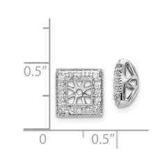14k White Gold Diamond Square Jacket Earrings - 2
