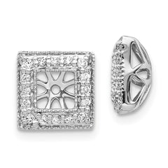 14k White Gold Diamond Square Jacket Earrings - 2