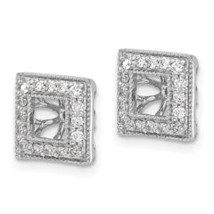 14k White Gold Diamond Square Jacket Earrings - 3