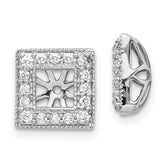 14k White Gold Diamond Square Jacket Earrings - 3