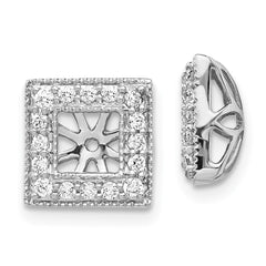 14k White Gold Diamond Square Jacket Earrings - 3
