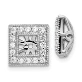 14k White Gold Diamond Square Jacket Earrings