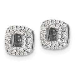 14k White Gold Diamond Square Earring Jackets - 2