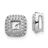 14k White Gold Diamond Square Earring Jackets - 2