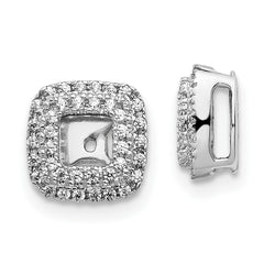 14k White Gold Diamond Square Earring Jackets - 2