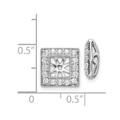 14k White Gold Diamond Square Jacket Earrings - 5