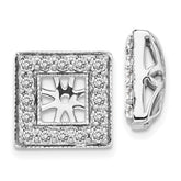 14k White Gold Diamond Square Jacket Earrings - 4