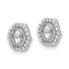 14k White Gold Hexagon Diamond Earring Jackets