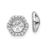 14k White Gold Hexagon Diamond Earring Jackets