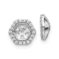 14k White Gold Hexagon Diamond Earring Jackets