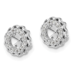 14k White Gold Twisted Edge Diamond Earring Jackets - 2
