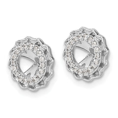 14k White Gold Twisted Edge Diamond Earring Jackets