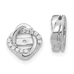 14k White Gold Diamond Jacket Earrings - 2
