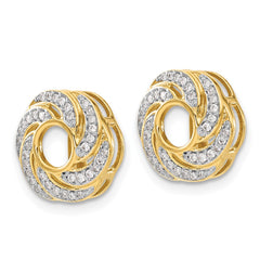 14k Yellow Gold Diamond Jacket Earrings - 2
