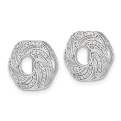 14k White Gold Swirl Diamond Jacket Earrings - 2