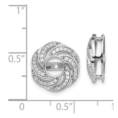 14k White Gold Swirl Diamond Jacket Earrings - 2