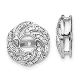14k White Gold Swirl Diamond Jacket Earrings - 2