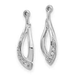 14k White Gold Twisted Teardrop Diamond Earring Jackets