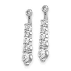 14k White Gold AA 5 Stone Dangle Diamond Earring Jacket