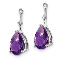 14k White Gold Diamond and Amethyst Earring Jackets