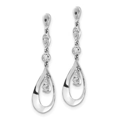 14k White Gold Teardrop Dangle Diamond Earring Jackets