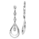 14k White Gold Teardrop Dangle Diamond Earring Jackets