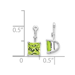 14k White Gold Diamond and Square Peridot Earring Jackets