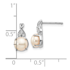 14K White Gold FWC Pearl and Diamond Earrings
