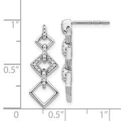14k White Gold Diamond Fancy Dangle Earrings - 3