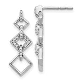 14k White Gold Diamond Fancy Dangle Earrings - 3