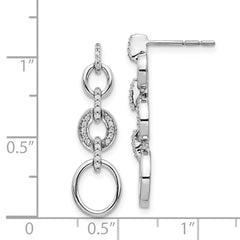 14k White Gold Diamond Fancy Dangle Earrings - 2