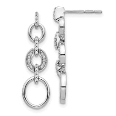 14k White Gold Diamond Fancy Dangle Earrings - 2
