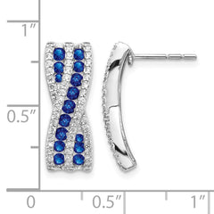 14k White Gold Diamond and Sapphire Fancy Earrings - 3