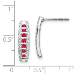 14k White Gold Diamond and Ruby Fancy Earrings