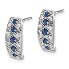 14k White Gold Diamond and Sapphire Fancy Earrings - 4
