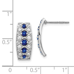14k White Gold Diamond and Sapphire Fancy Earrings - 4