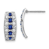 14k White Gold Diamond and Sapphire Fancy Earrings - 4