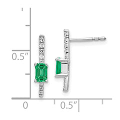 14k White Gold Diamond and Emerald Fancy Earrings - 2