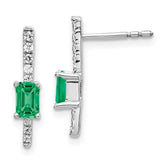 14k White Gold Diamond and Emerald Fancy Earrings - 2
